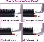 ⁦FADLASH Lash Extensions D Curl 0.07 20mm Volume Eyelash Extensions Black Easy Fan Volume Lashes Self Faning Eyelash Extension Supplies (0.07-D, 20mm)⁩ - الصورة ⁦2⁩