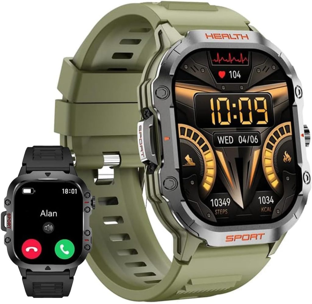 Smart Watch for Men/Women with Bluetooth Call, HD Touch Screen, Health Fitness Tracker, Heart Rate Monitor,100+ Sports Mode - Wireless charging for iOS/Andriod Green