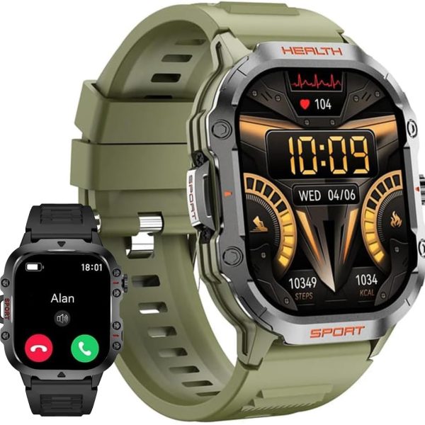 Smart Watch for Men/Women with Bluetooth Call, HD Touch Screen, Health Fitness Tracker, Heart Rate Monitor,100+ Sports Mode - Wireless charging for iOS/Andriod Green