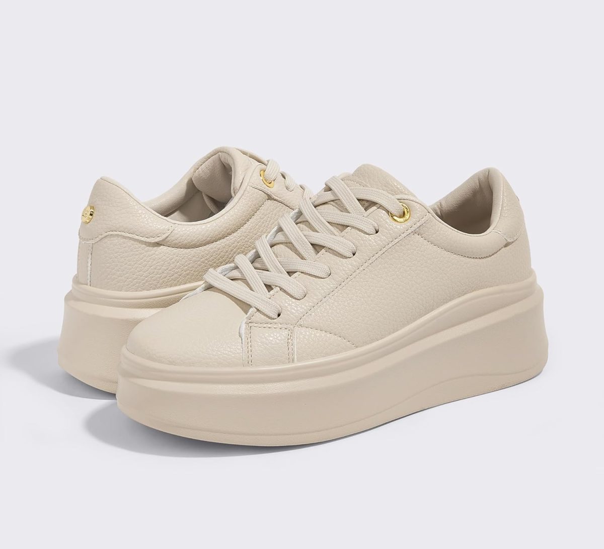 ⁦LUCKY STEP Women's Platform Fashion Sneakers Faux Leather Classic Tennis Shoes Low Top Casual Walking Shoes⁩ - الصورة ⁦4⁩