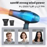 ⁦Rightsure Hair Dryer, Professional Blow Dryer, 2500W Blue Light Negative Ionic Fast Drying Hairdryer with 2 Speeds 3 Heat Settings, Cool Button, 2 Nozzle for Women Men Home Salon⁩ - الصورة ⁦2⁩