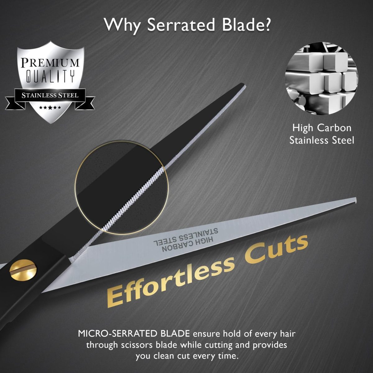 ⁦DEMAXA Professional Hair Scissors 6.5 Inch - Premium High Carbon Stainless Steel Barber Salon Hair Shears for Haircut Scissors - Ergonomic Design Super-Sharp Hair cutting Shears Blades⁩ - الصورة ⁦5⁩
