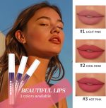 ⁦Lip Stain Peel Off, 3 Colors Lip Tint Peel Off, Matte Peel Off Lip Stain, Non-Stick Cup Tattoo Color Lip Gloss Set, Waterproof Long Lasting Lip Makeup for Women Girls⁩ - الصورة ⁦2⁩
