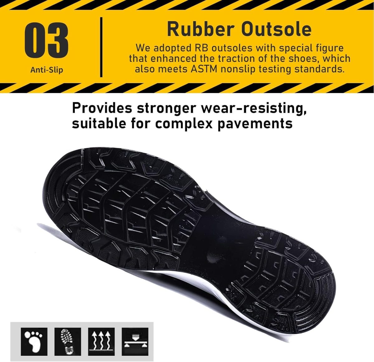 ⁦LIWEGHT Safety Shoes for Men Women Slip Resistant Steel Cap Toes Boot Steel Toe Work Shoes Lightweight Comfortable Safety Shoe Boot for Industrial,Construction Black⁩ - الصورة ⁦3⁩