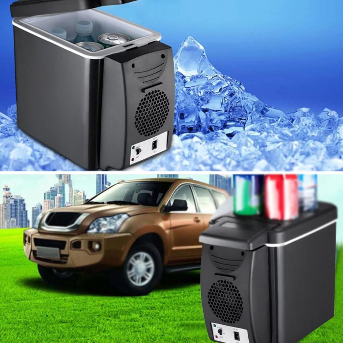 ⁦Avcbno Compact refrigerator 6 Liter Car Mini Refrigerator Fridge Lightweight Dual-Use Cool Heat Cooler Insulated Cooler Box Container Car Home Office Freeze⁩ - الصورة ⁦6⁩