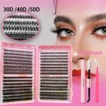 ⁦YOITS 640Pcs DIY Eyelash Extension Kit, D Curl Lash Clusters Kit 30D&40D&50D Lash Extension Kit 9-16mm Cluster Eyelash Extensions, with Lash Bond and Seal and Lash Tweezers (30D+40D+50D Lash Kit)⁩ - الصورة ⁦2⁩