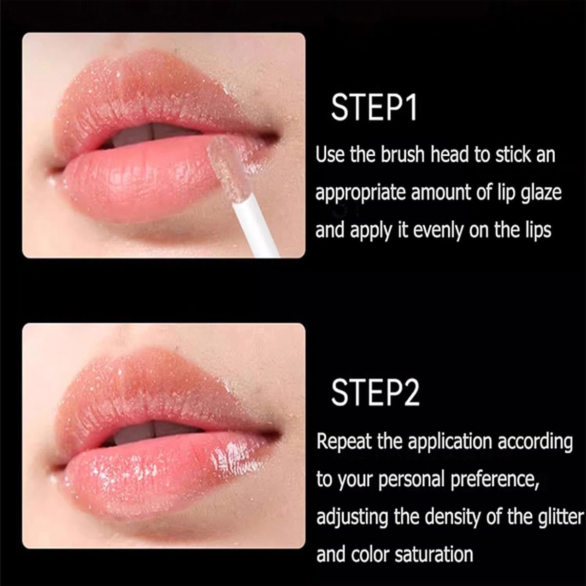 ⁦MAKINGTEC 5 Colors Shimmery Glitter Lip Gloss Liquid Lipstick Set, Plumping Hydrating Lip Glow Oil, Instense High Reflective Color Lipstick Makeup⁩ - الصورة ⁦8⁩