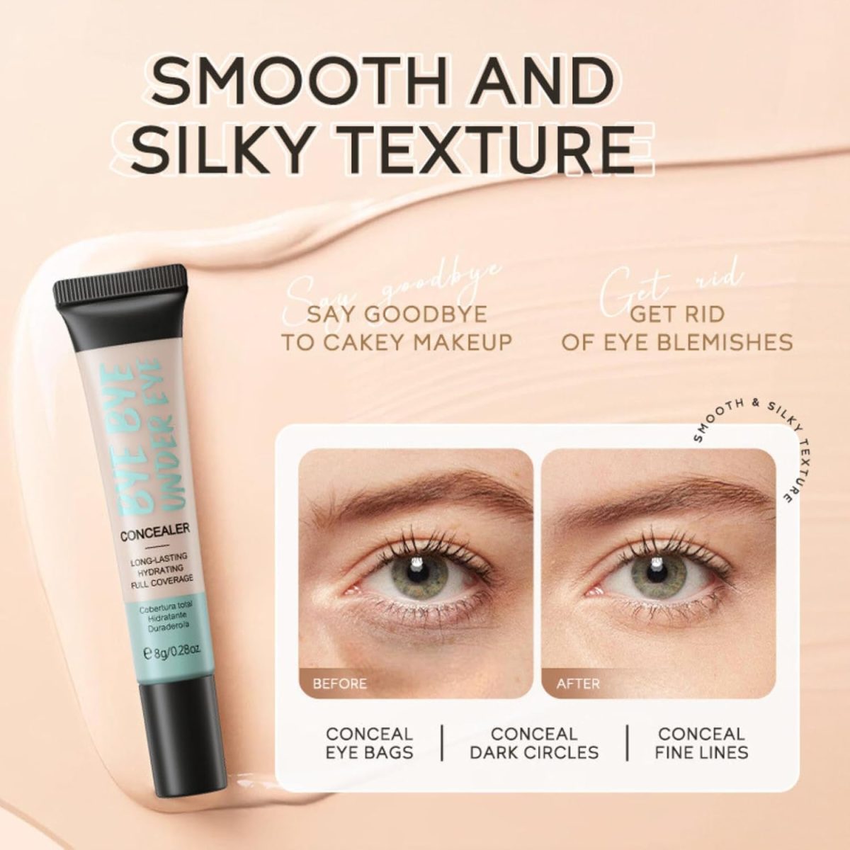 ⁦Full Coverage Eye Concealer for Dark Circles | Hydrating & Creamy Makeup Concealer Stick | Blemish & Spot Corrector for Under Eye, Face, and Fine Lines | Waterproof & Long-Lasting Formula (Ivory)⁩ - الصورة ⁦4⁩