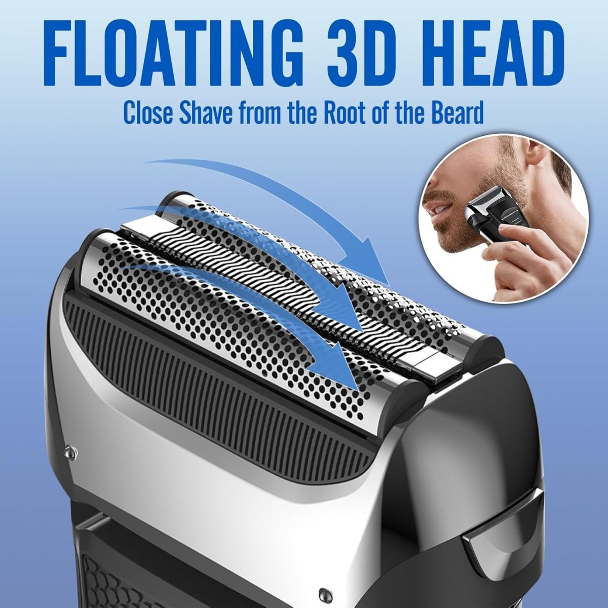 ⁦Electric Razor for Men, 3 Blades Cordless Rechargeable Foil Shavers Electric Razors for Face IPX6 Electric Shaver for Men with Pop-up Trimmer for Travel⁩ - الصورة ⁦2⁩