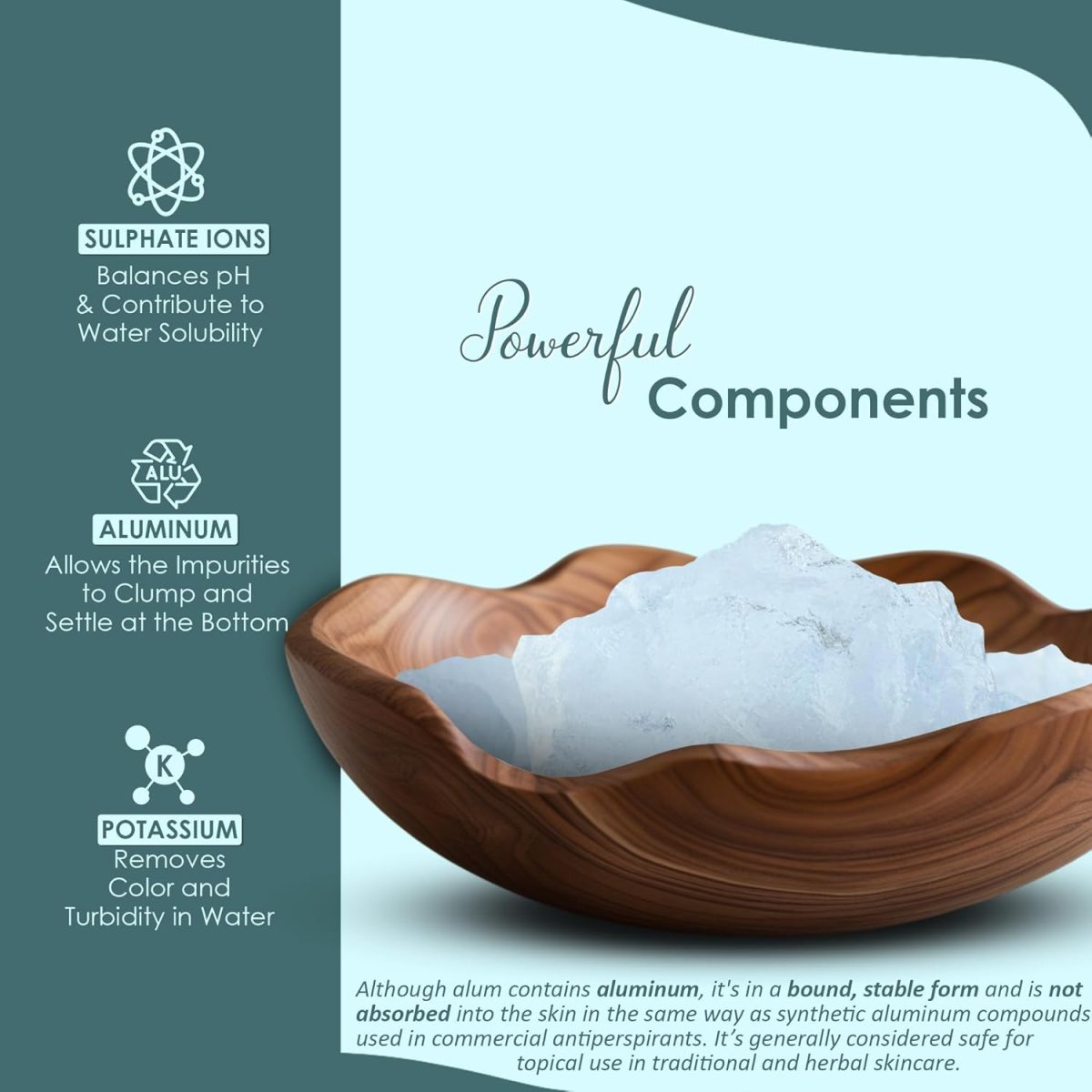⁦Alum Stone(phitkari) by mi Nature | for Skin Care | Water Purify| Pure Alum Stone (Potassium Alum) (Fitkari)|Cruelty Free | Post Shave Use| for Natural Deodorant | (250g)(8.81oz)⁩ - الصورة ⁦4⁩
