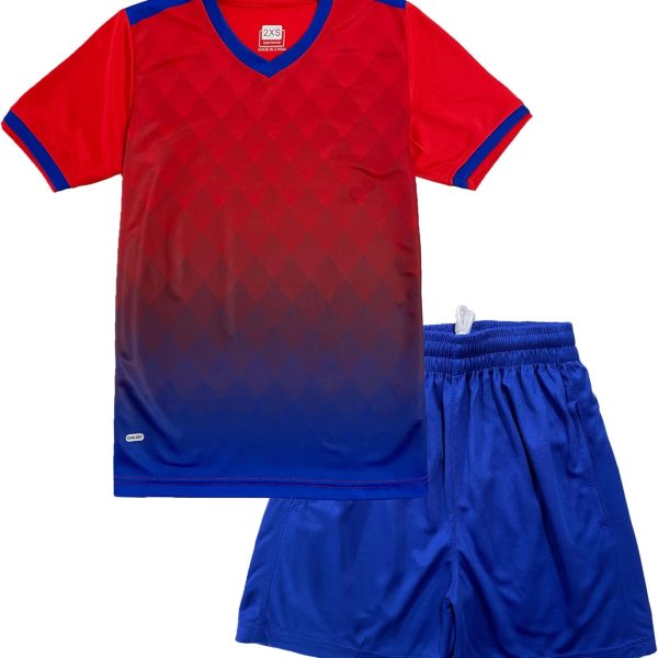 Mouniubull Boys Quick Dry Short Sleeve T-shirt and Mesh Shorts Soccer Set-H