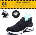 ⁦LIWEGHT Safety Shoes for Men Women Slip Resistant Steel Cap Toes Boot Steel Toe Work Shoes Lightweight Comfortable Safety Shoe Boot for Industrial,Construction Black⁩ - الصورة ⁦4⁩