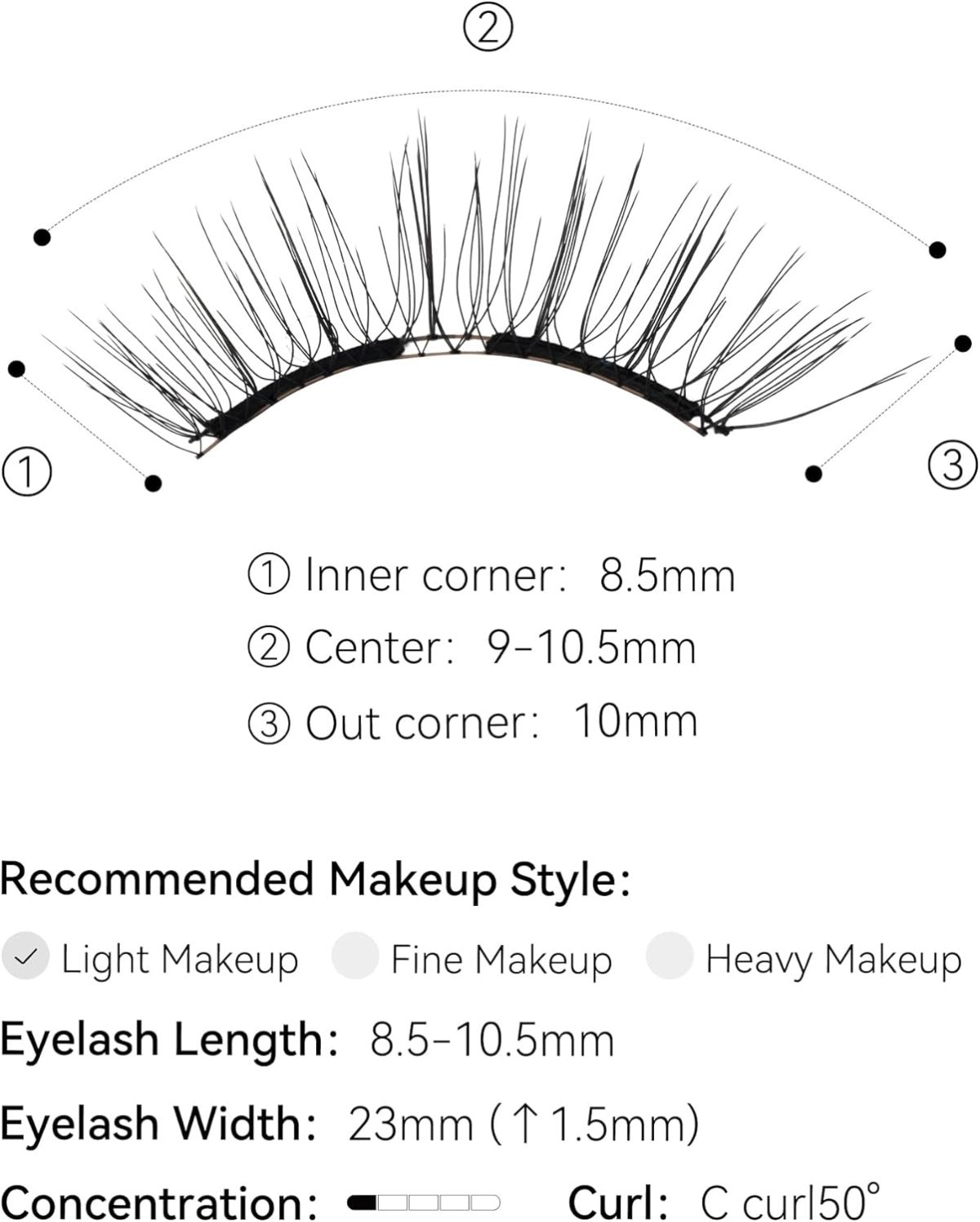 ⁦WOSADO Magnetic Eyelashes with Applicator Kit, No.1 Silky Black II, Reusable Magnetic lashes with applicator, Glue-free False Lashes, Waterproof, Lightweight, Suit for Natural Makeup⁩ - الصورة ⁦3⁩