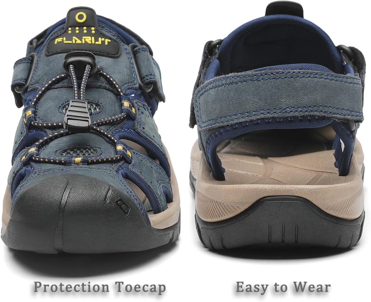 ⁦FLARUT Men's Sport Sandals Outdoor Hiking Sandals Closed Toe Athletic Lightweight Trail Walking Casual Sandals Water Shoes⁩ - الصورة ⁦5⁩
