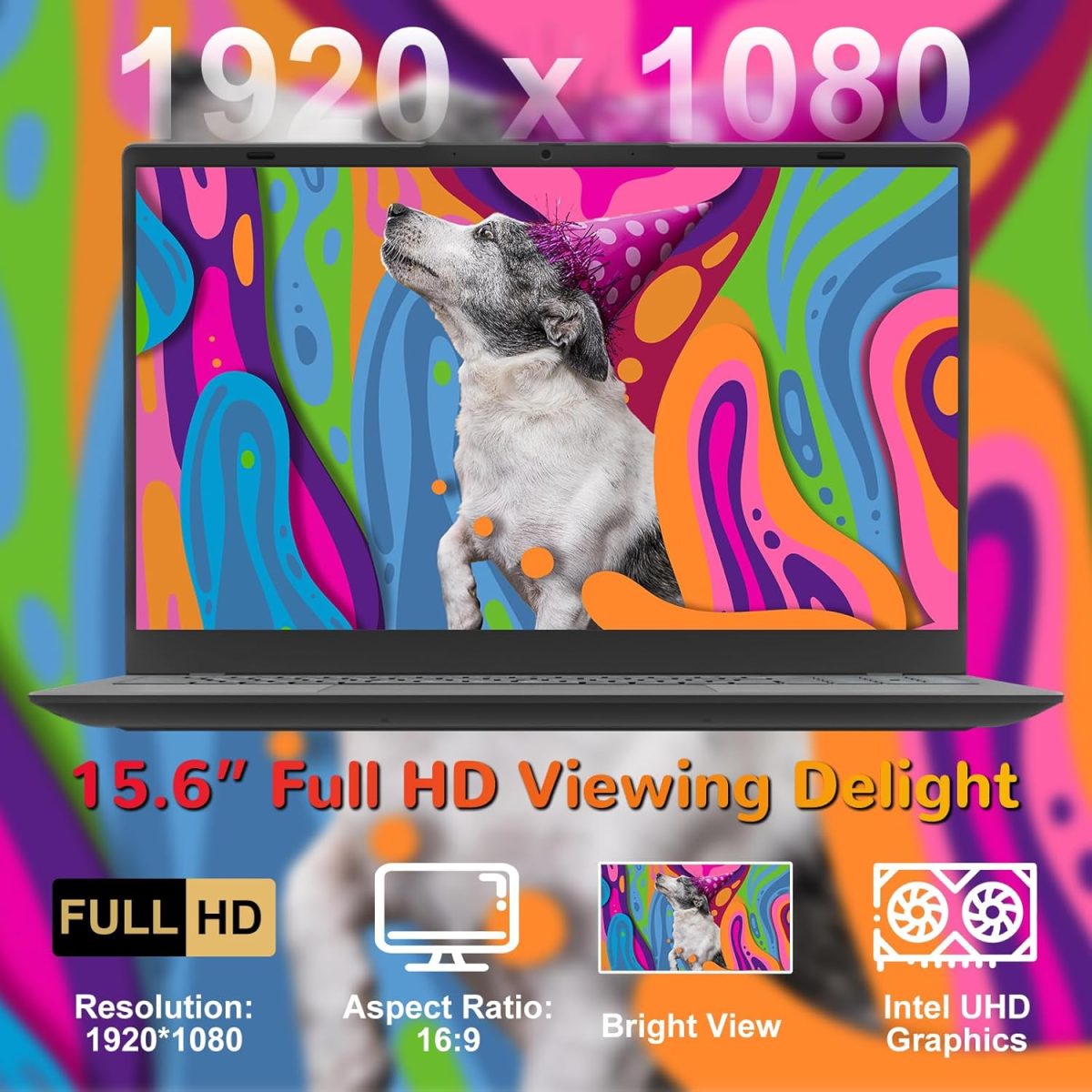 ⁦2025 Laptop Computer 15 15.6" FHD 1920 X 1080 Display for College Students Business, 8GB DDR4 RAM 256GB SSD, Dual-Core Intel Celeron, USB 3.2, Numeric Keypad, Windows 11 Pro, Slim Portable, Gray⁩ - الصورة ⁦2⁩