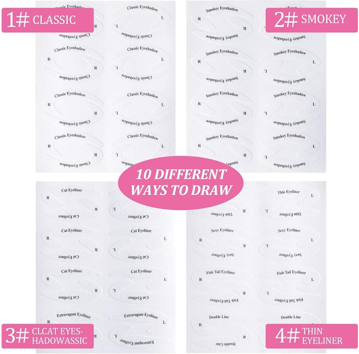 ⁦ELECDON Eyeliner Eyeshadow Template, 24 Pieces Multi-Style Cat Eye Eyeshadow Stickers Makeup Beauty Accessories for Women Girls Beginner Makeup Artist⁩ - الصورة ⁦7⁩