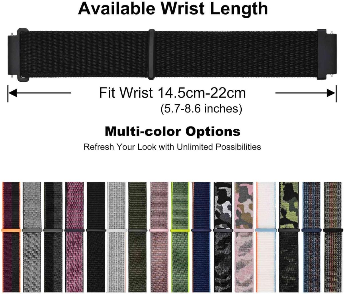 ⁦WOCCI Adjustable Nylon Sport Watch Bands with Hook and Loop Fastener, Quick Release Watch Straps for Men and Women, Band Width 16mm 18mm 19mm 20mm 21m 22mm 24mm⁩ - الصورة ⁦6⁩