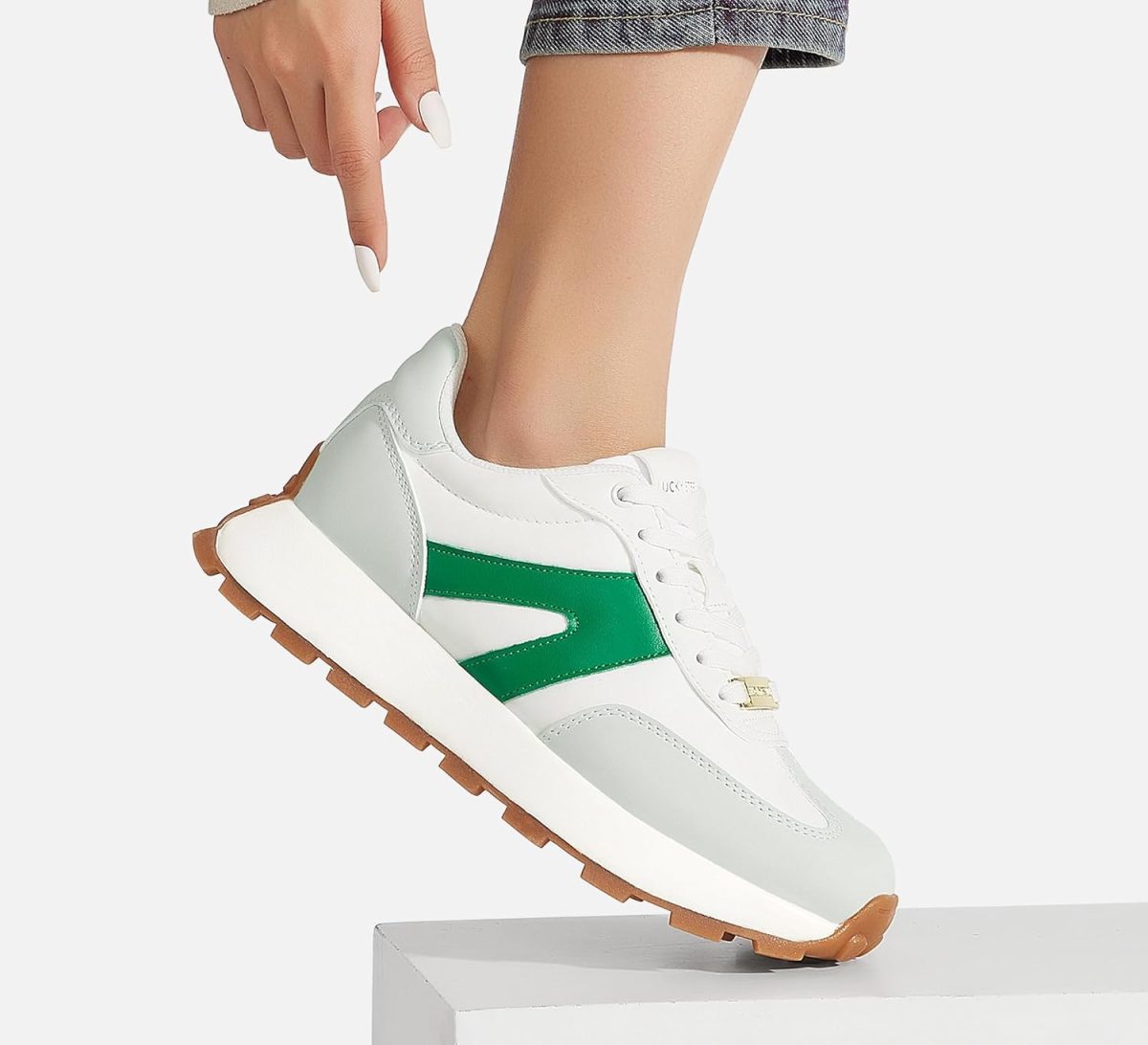 ⁦LUCKY STEP Women's Platform Fashion Sneakers Retro Classic Trainers Casual Lace-up Stylish Tennis Running Walking Shoes⁩ - الصورة ⁦6⁩