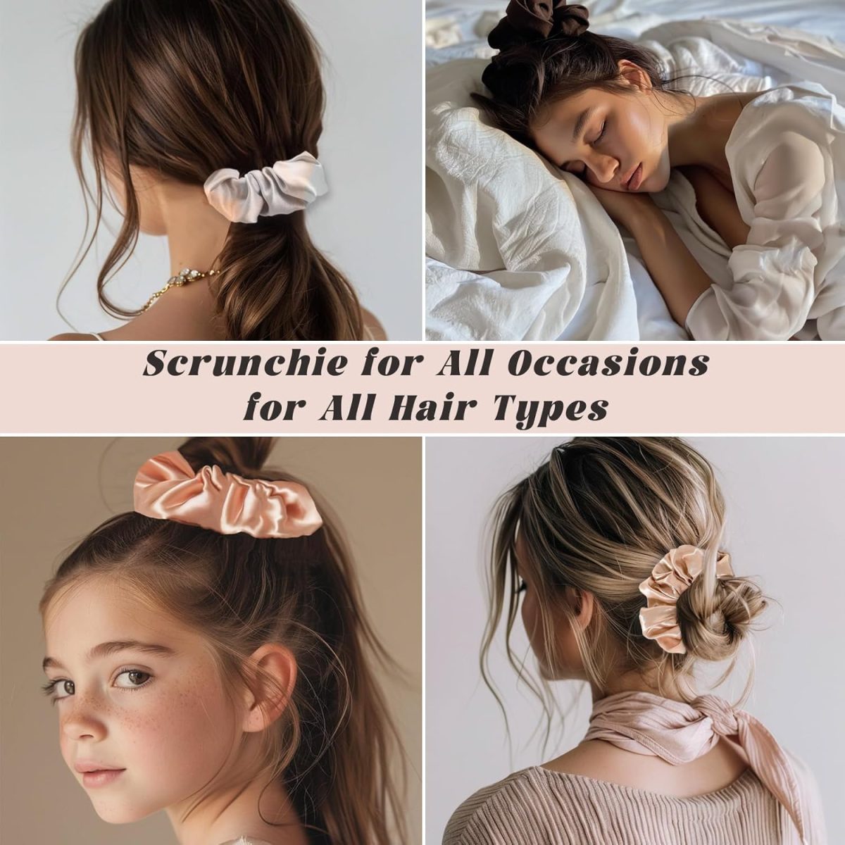 ⁦Mocamoro 6 Pcs Satin Hair Scrunchies for Women for Girls - Scrunchy Ponytail Holder Softer Than Silk Scrunchies for Hair (Multi-colored)⁩ - الصورة ⁦5⁩