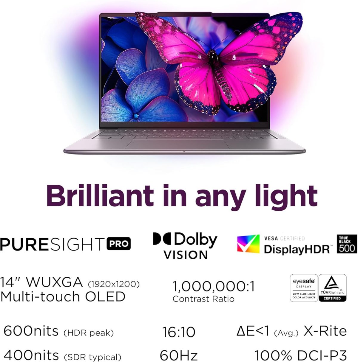 ⁦Lenovo Slim 7i - 2025 - Lightweight Laptop - 14" WUXGA Touchscreen Display - 16GB Memory - 1 TB Storage - Core Ultra 7 - Windows 11 Pro - Luna Grey⁩ - الصورة ⁦6⁩