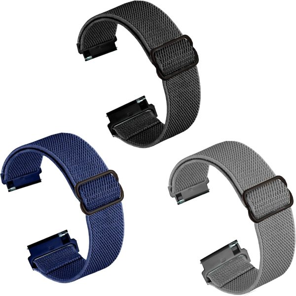 Duomama Adjustable Nylon Solo Loop Watch Bands for Men - Compatible with 22mm - Quick Release Replacement Wristband - Stretchy Fabric Braided Sport Elastic Straps