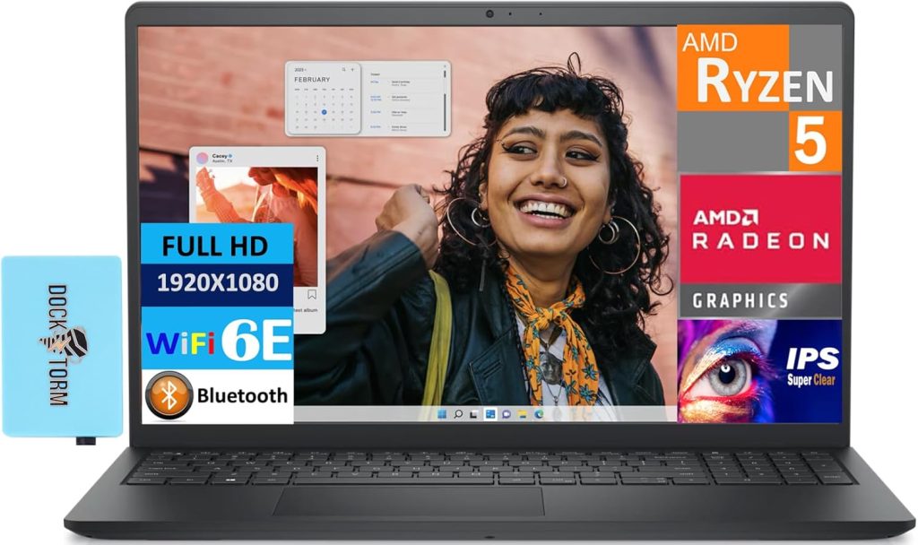 لابتوب من ديل، بمعالج AMD، شاشة 15.6 إنش، وذاكرة رام 8 جيجابايت