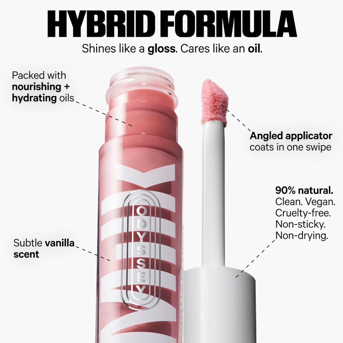 ⁦Milk Makeup Odyssey Lip Oil Gloss, Voyage (Blackberry) - 0.2 oz - Semi-Sheer, High-Shine Lip Gloss for Smoother, Fuller Lips - Long Lasting & Non Sticky - Sweet Vanilla Scent - Vegan Cruelty Free⁩ - الصورة ⁦5⁩