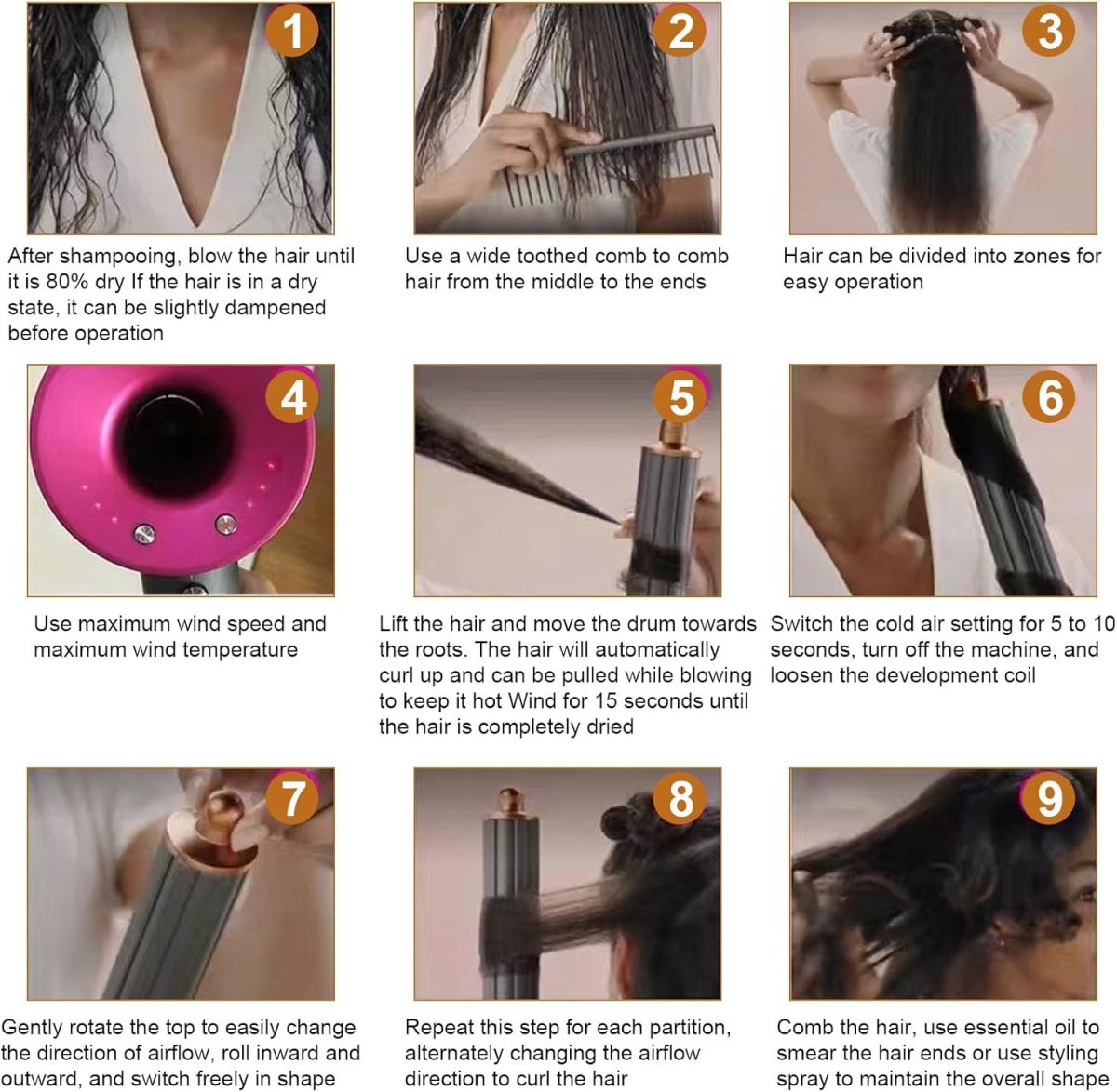 ⁦40mm Long Hair Curler Attachment for Dyson Airwrap Styler HS05 HS01, Hair Curler for Dyson Hair Dryer Attachments, for Dyson Airwrap Accessories, 40mm Attachments Long for Dyson Long Attachments⁩ - الصورة ⁦4⁩