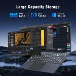 ⁦Gaming Laptop i5, 16 inch Laptop Up to 3.60 GHz, Business Notebook Computer for 16GB RAM 512GB SSD, Full HD 1920X1200 Display Backlit Keyboard 180 Angle Opening for Business Work laptops WIFI 5 HDMI⁩ - الصورة ⁦3⁩