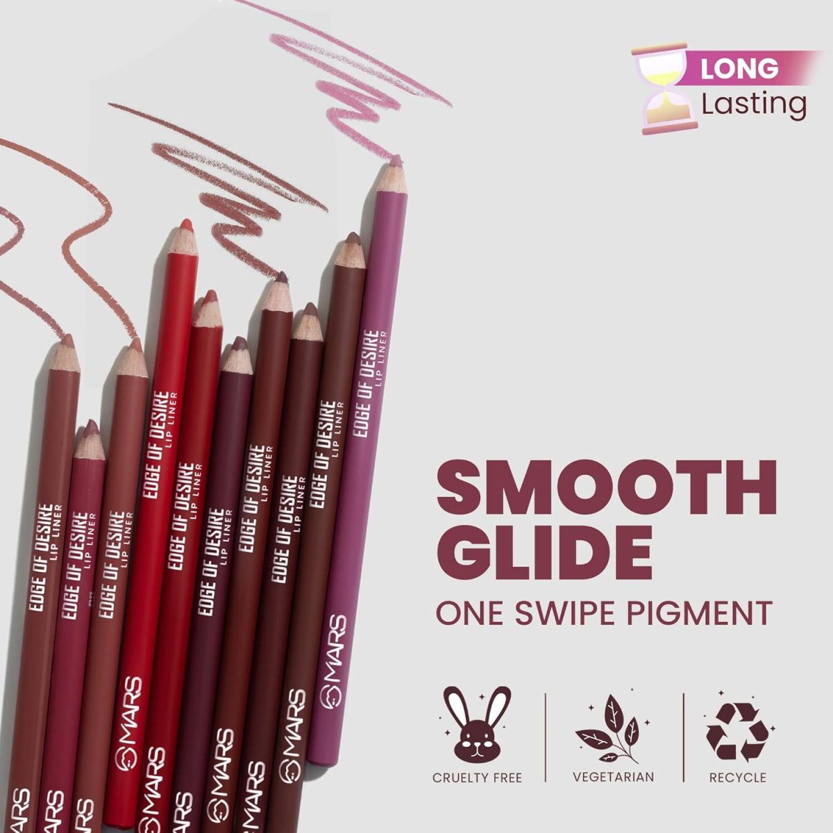 ⁦MARS Matte Lip Liner | One Swipe Smooth Application | Long Lasting Lip Pencil (1.4gm) (02-DEEP DAWN)⁩ - الصورة ⁦4⁩