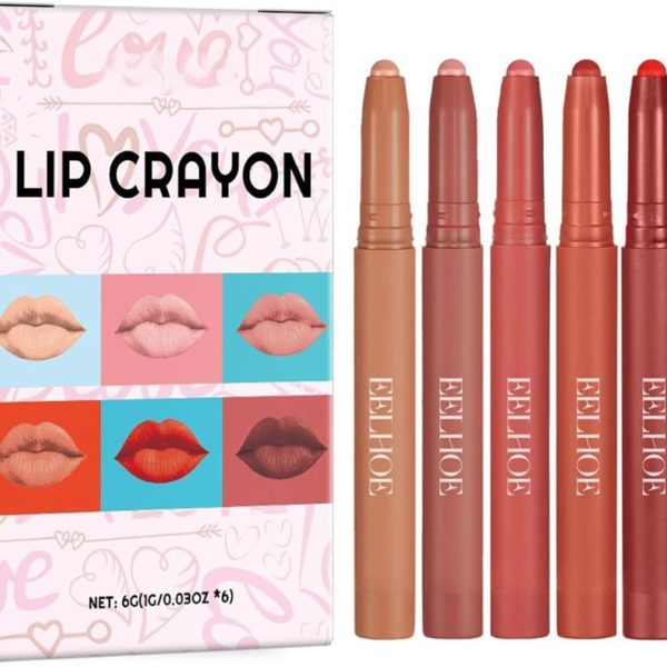 KASTWAVE Lip Liner Set, 6 Colours Matte Lip Liner, Long-Lasting Wear And Waterproof, Smooth, Smudge Proof, High Pigmented Smooth Nude Texture Natural, Makeup For Women