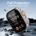 ⁦[3 Pack] Tempered Glass Case for Apple Watch Ultra/Ultra 2 Screen Protector 49mm, Hard PC Face Cover Overall Protection Anti-Scratch Bumper Cases for iWatch 49mm, Black/Clear/Titanium⁩ - الصورة ⁦2⁩