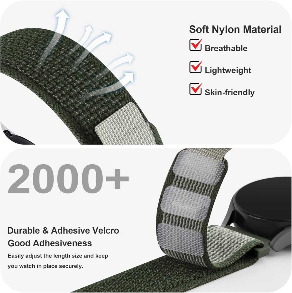 ⁦Loop Nylon Strap for Huawei GT 4 GT 3 46mm/GT 2 Pro 46mm/Samsung Galaxy Watch 3 Bands 45mm, 22mm Quick Release Nylon Bands for Huawei GT4 46mm Strap Women Men⁩ - الصورة ⁦4⁩