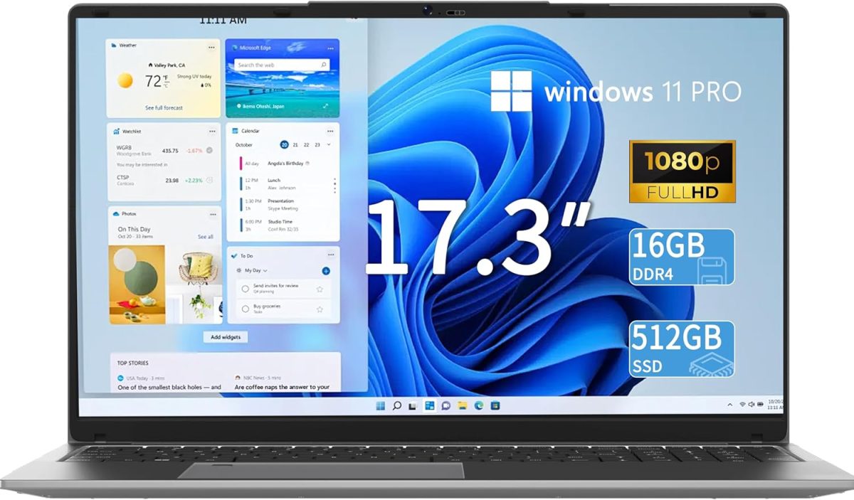 XISEZIUO 17.3 Inch Laptop Computer, Gaming Laptop, 16GB RAM 256GB SSD, N5095 Processor, FHD 1920 * 1080, Backlit Keyboard, Windows 11 Pro, Fingerprint Unlock, BT 4.2, WiFi 5