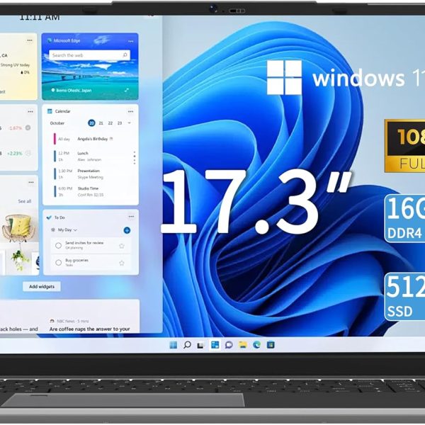 XISEZIUO 17.3 Inch Laptop Computer, Gaming Laptop, 16GB RAM 256GB SSD, N5095 Processor, FHD 1920 * 1080, Backlit Keyboard, Windows 11 Pro, Fingerprint Unlock, BT 4.2, WiFi 5