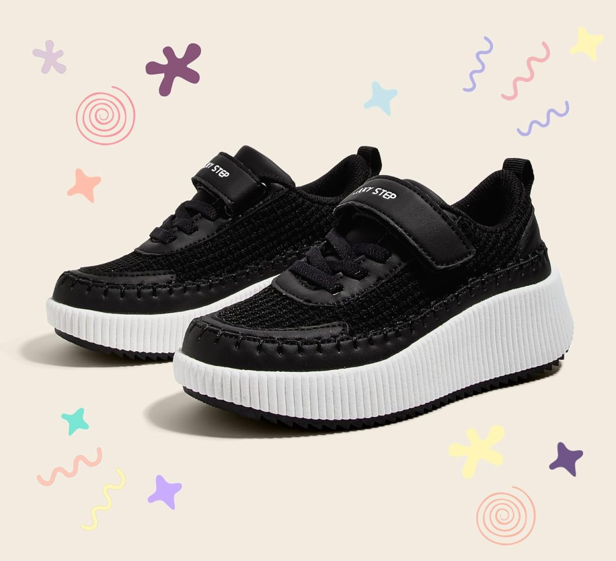 ⁦LUCKY STEP Kid's Glitter Running Sneaker Sparkly Braided Shiny Bling Princess Shoes School Athletic Walking Shoes for Children/Boys/Girls⁩ - الصورة ⁦8⁩