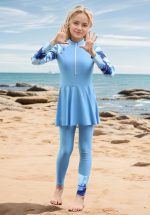 ⁦Maxmana Secret 3Pcs Girls Long Sleeve Swimsuit Bathing Suit Modest Muslim Swimsuit Set Rash Guard Swimwear Full Coverage Swimwear⁩ - الصورة ⁦5⁩
