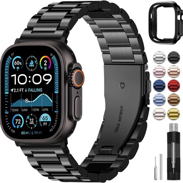 Fullmosa Metal Strap Compatible with Apple Watch Strap 42mm 41mm 40mm 38mm 44mm 45m 46mm 49mm Stainless Steel Replacement Band Compatible with iWatch Series 10 9 8 7 6 SE 5 4 3 2 1 Ultra
