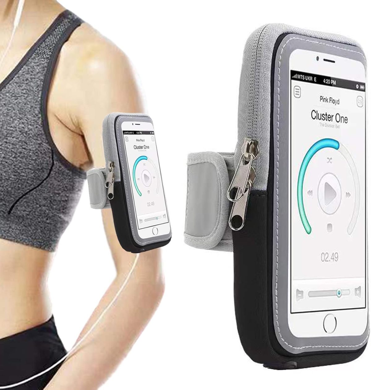 Qiccijoo Running Armband Phone Holder for Running Full Touchscreen Phone Arm Bands for Running Sports Phone Holder with Adjustable Band for iPhone 13 Pro Max 12 11 Xs Xr 8 7 Galaxy S20 S10 S9 S8