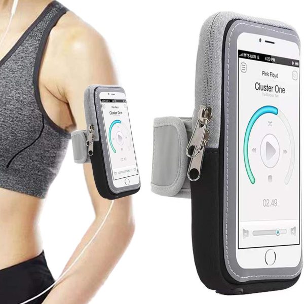 Qiccijoo Running Armband Phone Holder for Running Full Touchscreen Phone Arm Bands for Running Sports Phone Holder with Adjustable Band for iPhone 13 Pro Max 12 11 Xs Xr 8 7 Galaxy S20 S10 S9 S8