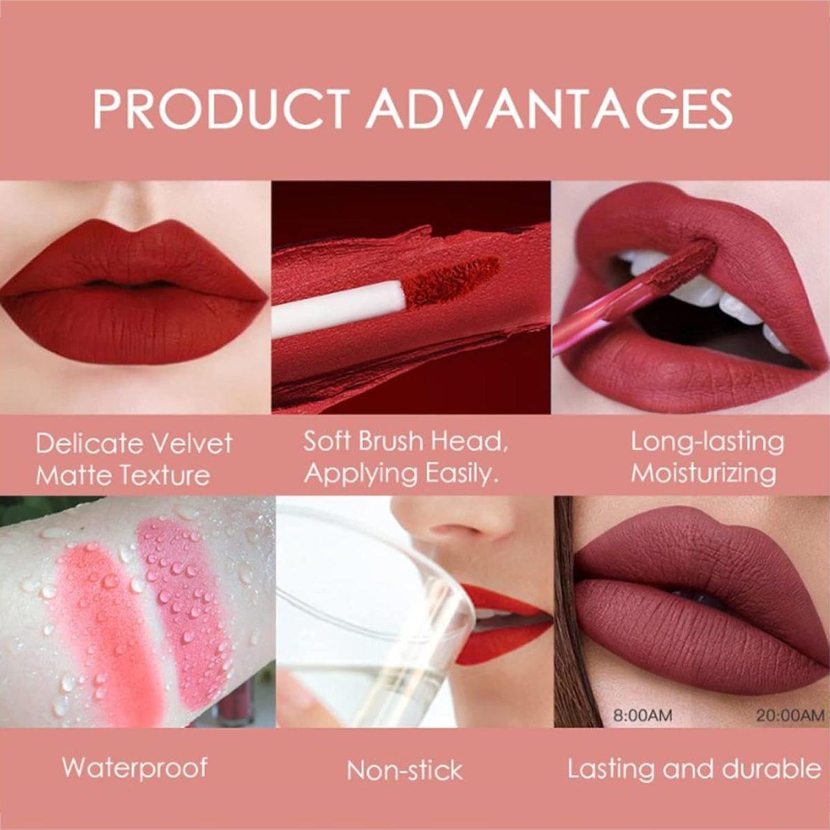⁦NALACAL 6Pcs Matte Lip Gloss Set, High Pigmented Long Lasting Liquid Lipstick, Waterproof Non-Fade Lip Makeup for Women, Teens, Girls, Ideal Gift for Thanksgiving, Graduation, and Special Occasions⁩ - الصورة ⁦5⁩