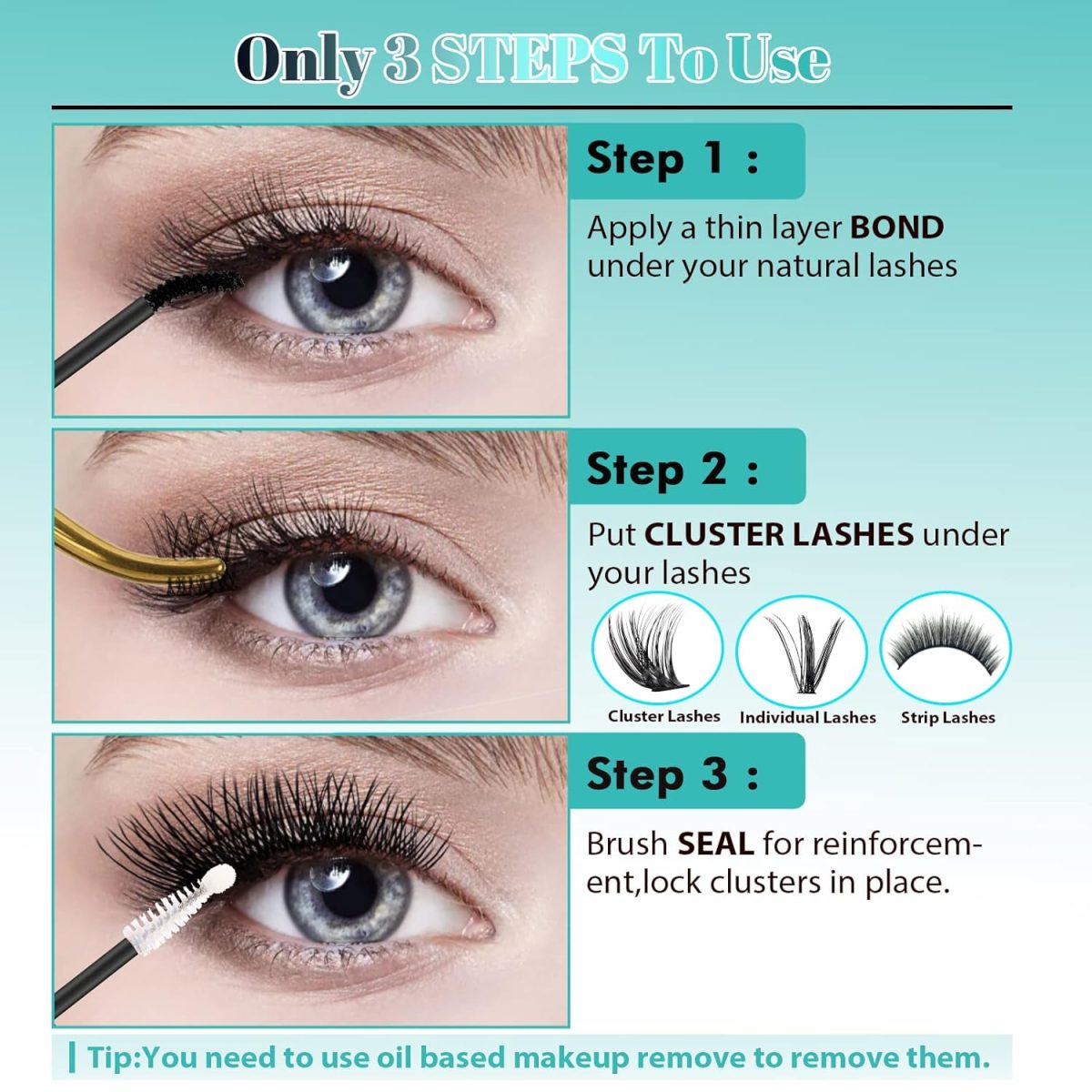 ⁦AMZGIRL LASH Bond and Seal Eyelash Clusters Glue House of Clusters Mascara Wall Glue 10 ml Long Lasting 72 Hours Black Eyelash Clusters Glue + Eyelash Seal 2 in 1 DIY Eyelash Clusters (Black)⁩ - الصورة ⁦5⁩