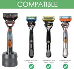 ⁦Linkidea 2 Pack Electric Power Razor Stand, Opening Dia 0.86" (22mm) Aluminum Alloy Men's Shaving Stand for Bathroom Countertops, Compatible with Heated Razor (Dark Grey)⁩ - الصورة ⁦2⁩