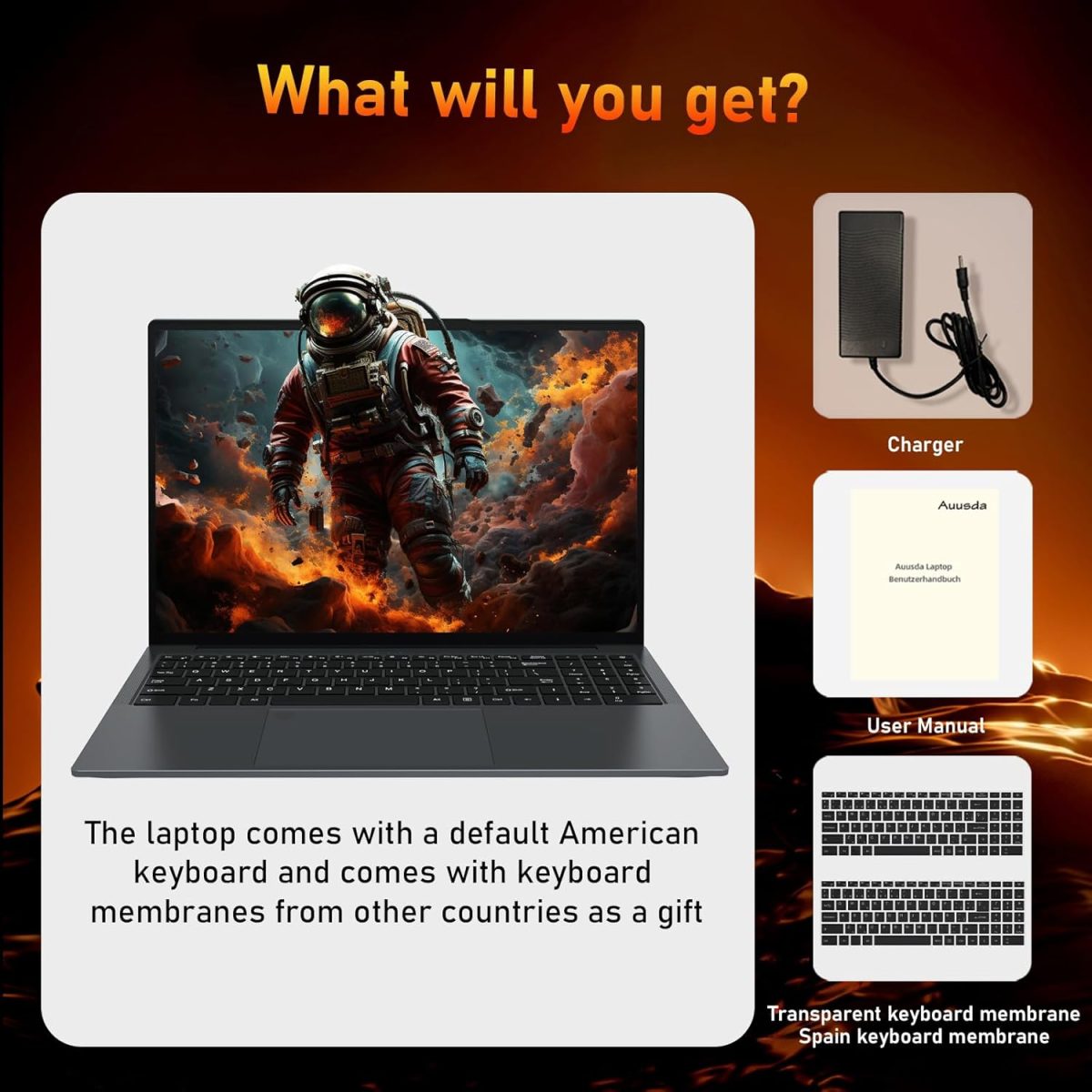 ⁦Auusda 16" FHD Laptop, AMD Ryzen 3 3250U (2/4, 3.5GHz), 16GB RAM, 512GB SSD, Pro Edition OS, Thin & Portable Design⁩ - الصورة ⁦8⁩