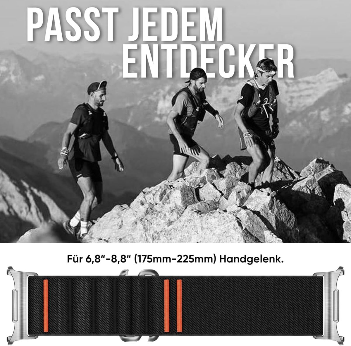 ⁦Suitisbest Sports Strap Compatible with Samsung Galaxy Watch Ultra 47 mm (2024), Ultra Adjustable Nylon Loop Watch Strap with S-Hooks for Men and Women⁩ - الصورة ⁦5⁩
