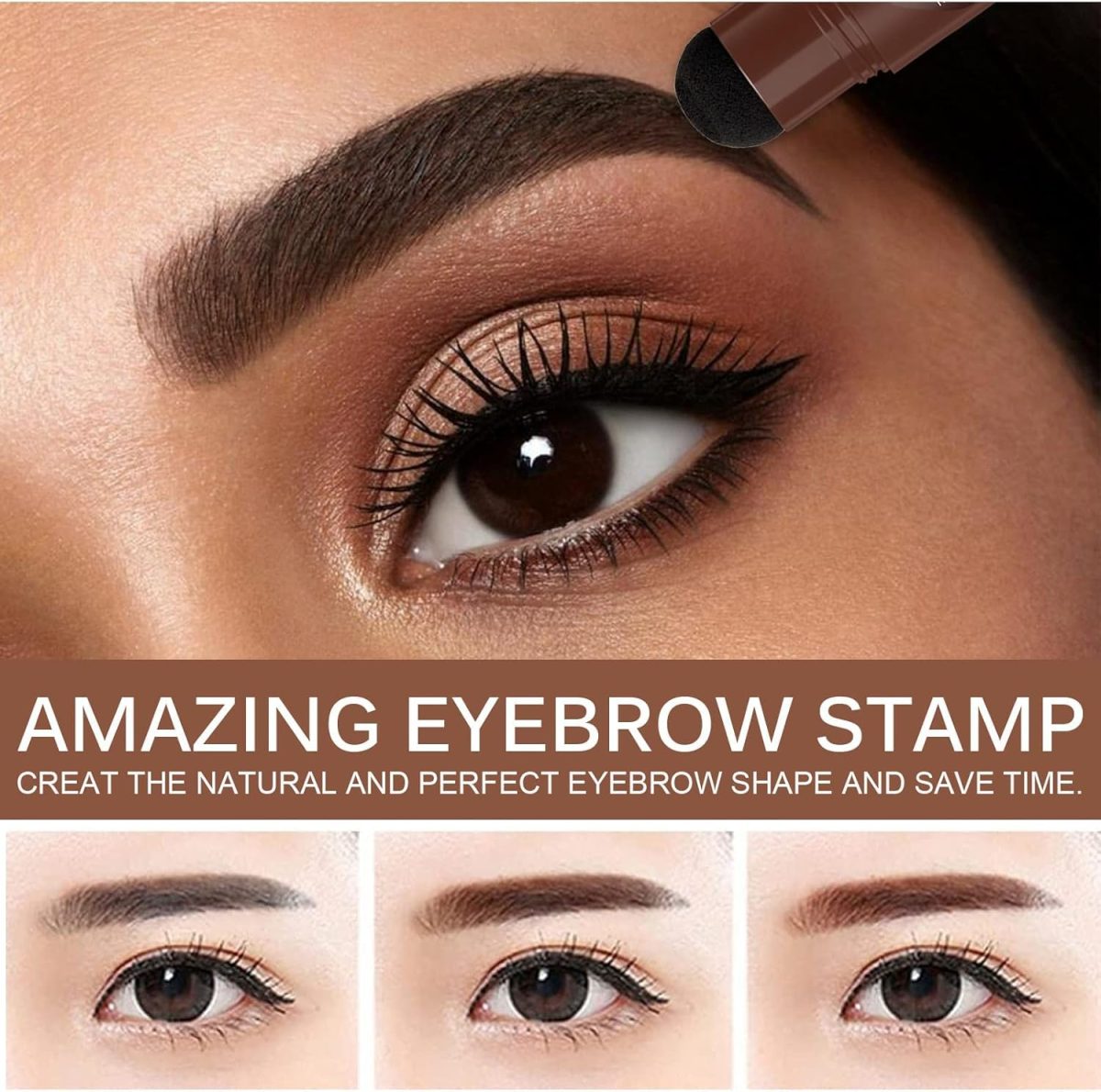 ⁦Eyebrow Stamp Stencil kit，Brow Stamp Kit,One Step Eyebrow Stamp Kit，with 10 Reusable Eyebrow Stencil and 2 Eyebrow Brushes (Black)⁩ - الصورة ⁦2⁩