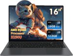 Auusda 16" FHD Laptop, AMD Ryzen 3 3250U (2/4, 3.5GHz), 16GB RAM, 512GB SSD, Pro Edition OS, Thin & Portable Design