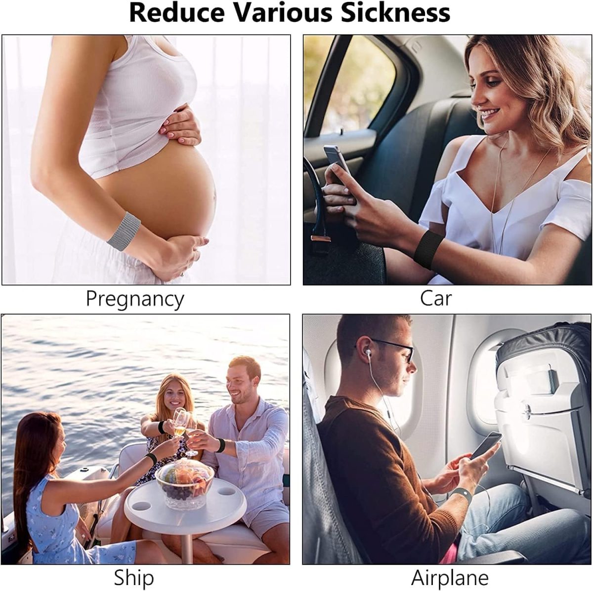 ⁦Sickness Bands,2 Pairs Motion Sickness Wristbands for Kids and Adults-Motion Sickness Bands-Anti Nausea Wristbands-Nausea Bands for Morning Car Travel Sea Sickness⁩ - الصورة ⁦5⁩