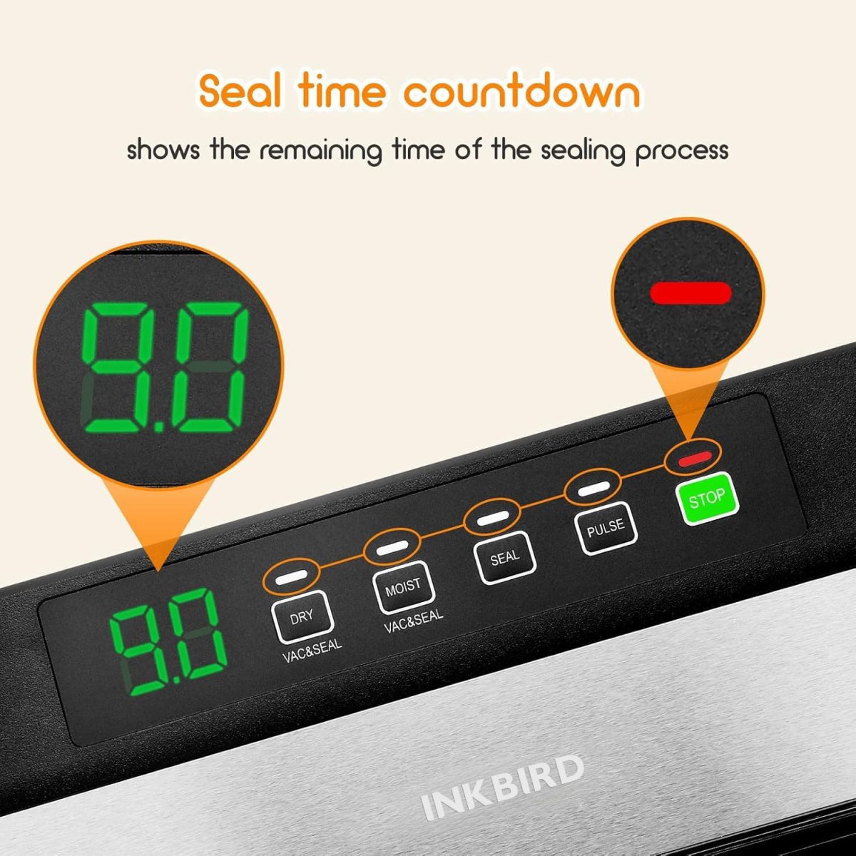 ⁦INKBIRD INK-VS03 Food Vacuum Sealer Machine, Sealing Time Display, 80KPA Strong Suction, Automatic Vacuum Sealer with Starter Kit for Food Storage and Sous Vide⁩ - الصورة ⁦3⁩