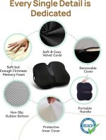 ⁦Travel Ease Ergonomic Seat Cushion, Premium Memory Foam Chair Pad with Anti-Slip Base for Long Hours Sitting Comfort, Hip Support Pillow for Office Chair, Car Seat, Home Use (Black)⁩ - الصورة ⁦4⁩